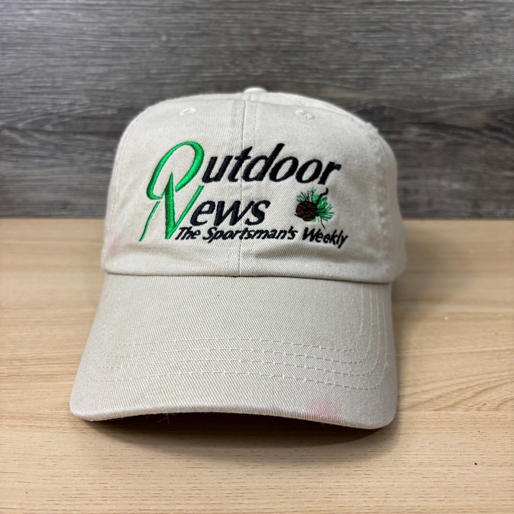 Outdoor News Hat Cap Strap Back Brown Tan Adjustable